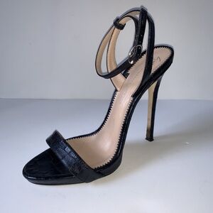 Giuseppe Zanotti Croc Embossed high heel strappy black leather sandals - size 39
